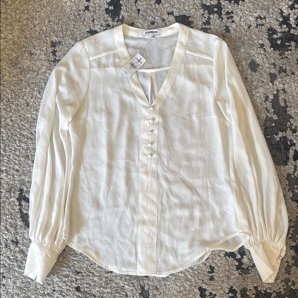 Express Women's Ivory Button-Down Blouse